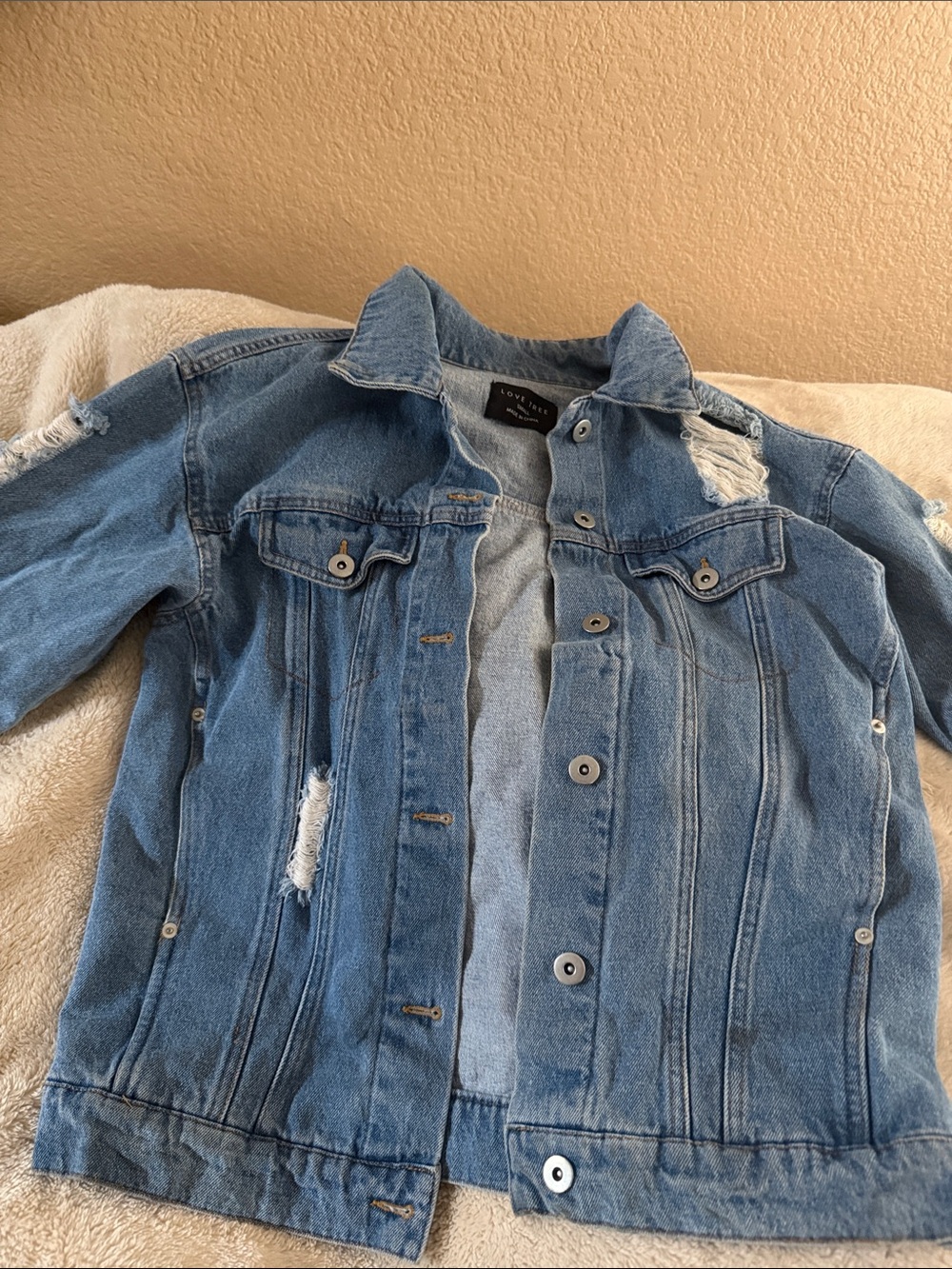 Distressed Light Blue Denim Jacket - Women